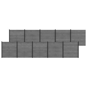 vidaXL Hek set 1737 x 186 cm WPC en Aluminium Grijs