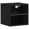 vidaXL LED Wand Bedside Kast Zwart 30 x 28,5 x 30 cm Bewerkt hout