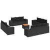 vidaXL 13-delige Loungeset met kussens poly rattan zwart