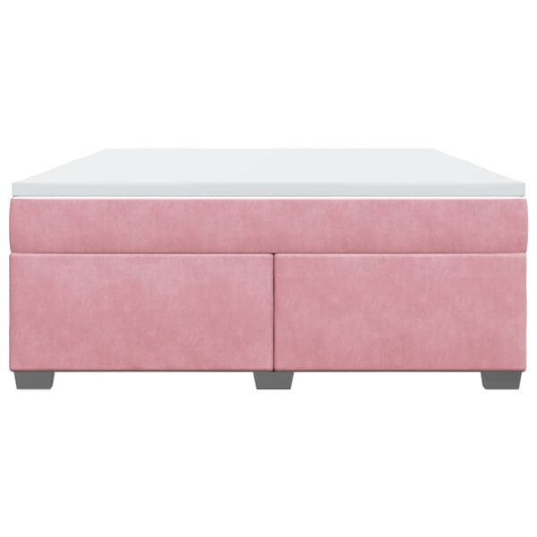 vidaXL Boxspring met matras fluweel roze 180x200 cm