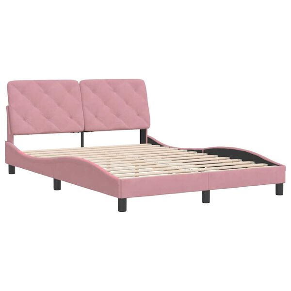 vidaXL Bedframe zonder matras fluweel roze 120x200 cm