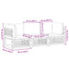 vidaXL 3-delige Loungeset met kussens massief acaciahout