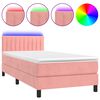 vidaXL Boxspring met matras en LED fluweel roze 90x200 cm