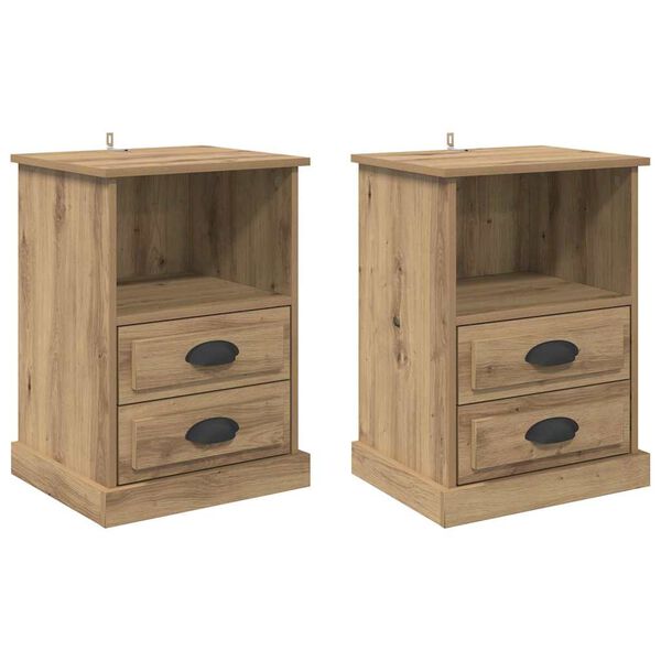vidaXL Nachtkastje 2 pcs Artisan Eiken 36 x 43 x 60 cm Bewerkt hout
