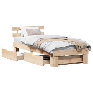 vidaXL Bedframe met hoofdeinde Naturel 75 x 190 cm Massief grenenhout