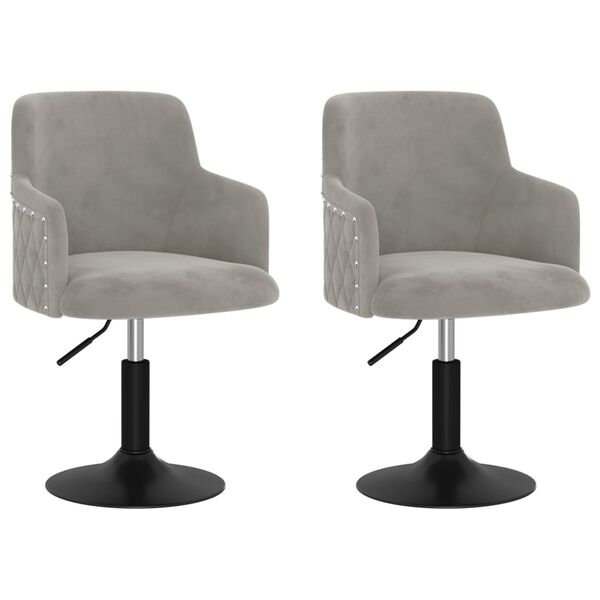 vidaXL Eetkamerstoelen draaibaar 2 st fluweel lichtgrijs