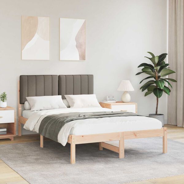 vidaXL Bedframe met Gevoerd Hoofdgedeelte Taupe 120 x 190 cm