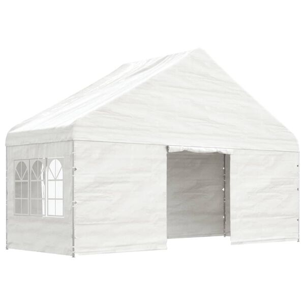 vidaXL Prieel met dak 4,46x5,88x3,75 m polyetheen wit