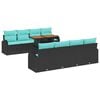 vidaXL Tuin Sofa Set met opslag 9 pcs Zwart Poly riet
