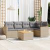 vidaXL 6-delige Loungeset met kussens poly rattan gemengd beige