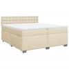 vidaXL Boxspring met matras stof cr&egrave;mekleurig 200x200 cm