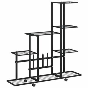 vidaXL Bloemenstandaard met wielen 94,5x25x92,5 cm metaal zwart