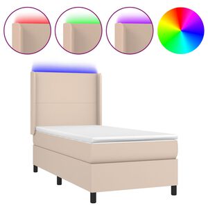 vidaXL Boxspring met matras en LED kunstleer cappuccinokleur 80x200 cm