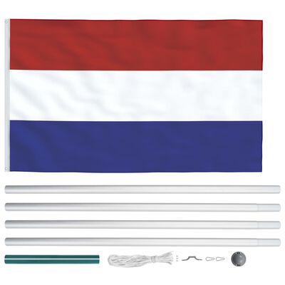 vidaXL Vlag met vlaggenmast Nederland 6,2 m aluminium