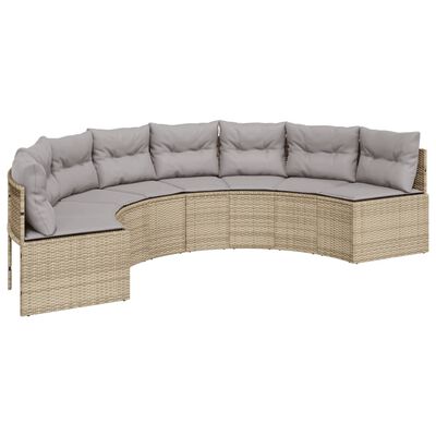 vidaXL 2-delige Loungeset halfrond poly rattan beige