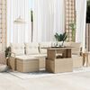 vidaXL Tuin Sofa Set met opslag 7 pcs Beige Poly riet