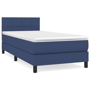 vidaXL Boxspring met matras stof blauw 100x200 cm