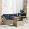 vidaXL 5-delige Loungeset met kussens poly rattan acacia grijs