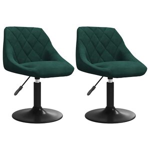 vidaXL Eetkamerstoelen draaibaar 2 st fluweel donkergroen