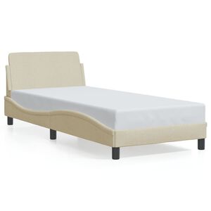 vidaXL Bedframe met hoofdeinde "Dover" 90x190 cm stof cr&egrave;me