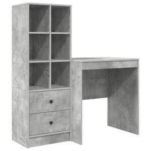 vidaXL Bureau met lade met plank met opslag 2 pcs Beton Grijs