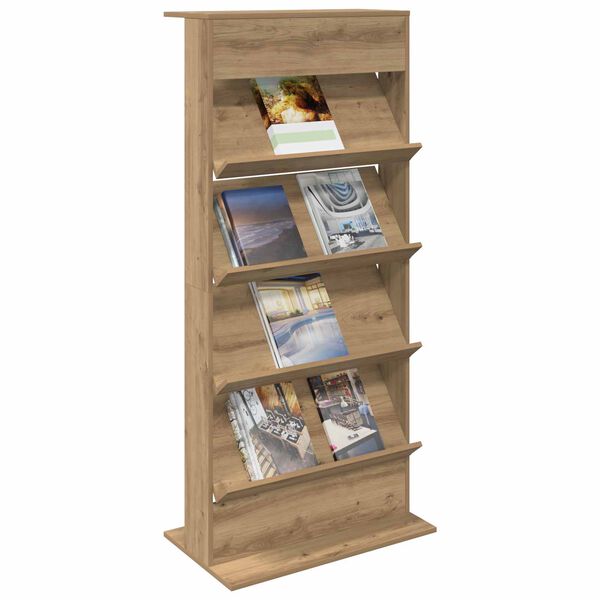 vidaXL Tijdschrift Rek Artisan Eiken 70 x 41 x 156 cm Bewerkt hout