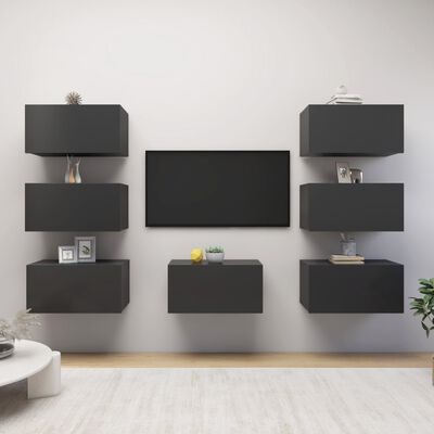 vidaXL Tv-meubelen 7 st 30,5x30x60 cm bewerkt hout grijs