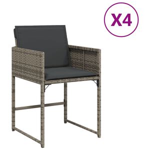 vidaXL Tuinstoelen 4 st met kussens poly rattan grijs