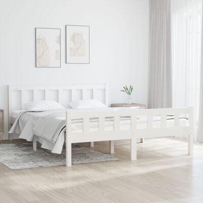 vidaXL Bedframe massief hout wit 135x190 cm