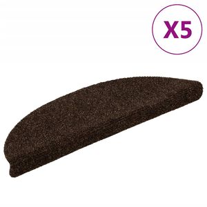 vidaXL Trapmatten Zelfklevend 5 stuks 56x17x3 cm Bruin Halfrond