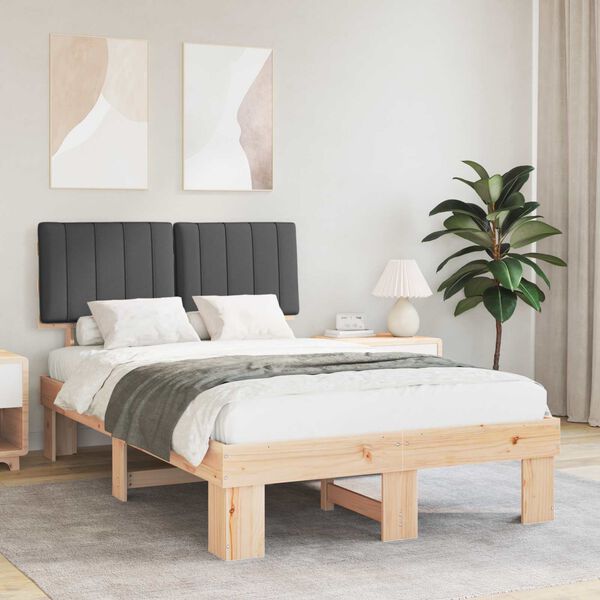 vidaXL Bedframe met Gevoerd Hoofdgedeelte Donkergrijs 120 x 190 cm