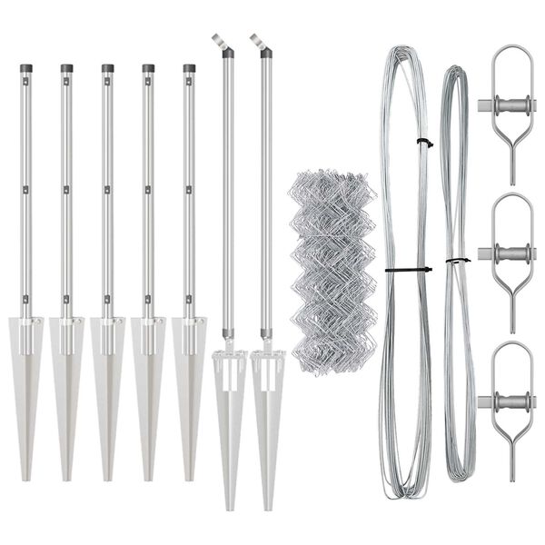 vidaXL Afrasteringspaal Zilver 10 x 0,8 m (40 x 40 mm gaas) Staal