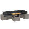 vidaXL 7-delige Loungeset met kussens poly rattan grijs