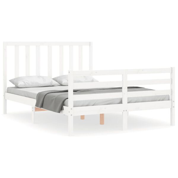vidaXL Bedframe zonder matras massief grenenhout wit 140x200 cm