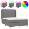 vidaXL Boxspring met matras en LED stof donkergrijs 140x190 cm