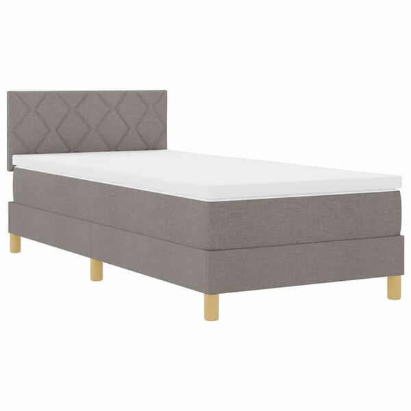 vidaXL LED Box Spring Bed met matras met LED Taupe 100 x 200 cm Stof