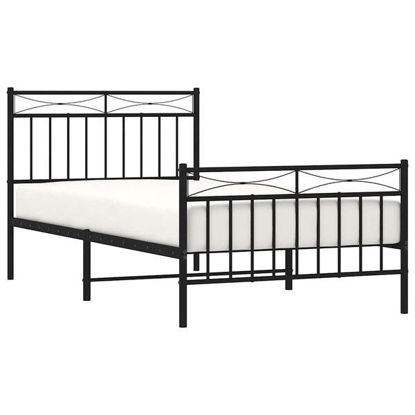 vidaXL Bedframe met hoofd- en voeteneinde metaal zwart 100x190 cm