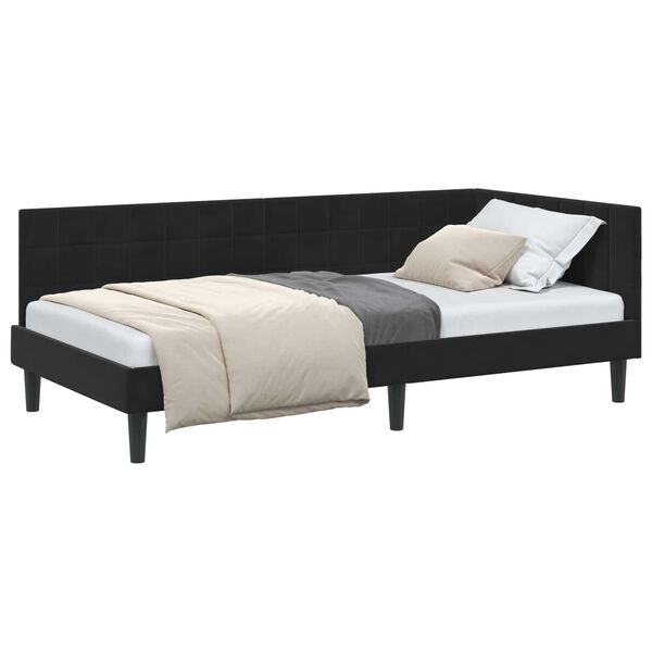 vidaXL Hoekbedframe met hoofdeinde Zwart 90 cm x 190 cm Fluweel
