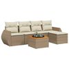 vidaXL 6-delige Loungeset met kussens poly rattan beige
