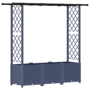 vidaXL Verhoogd Bed met Trellis en Dak Grijs 162,5 x 40 x 136 cm PP