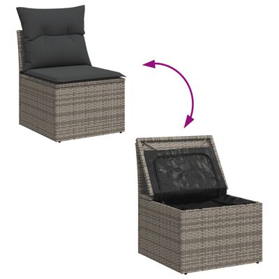 vidaXL 6-delige Loungeset met kussens poly rattan grijs