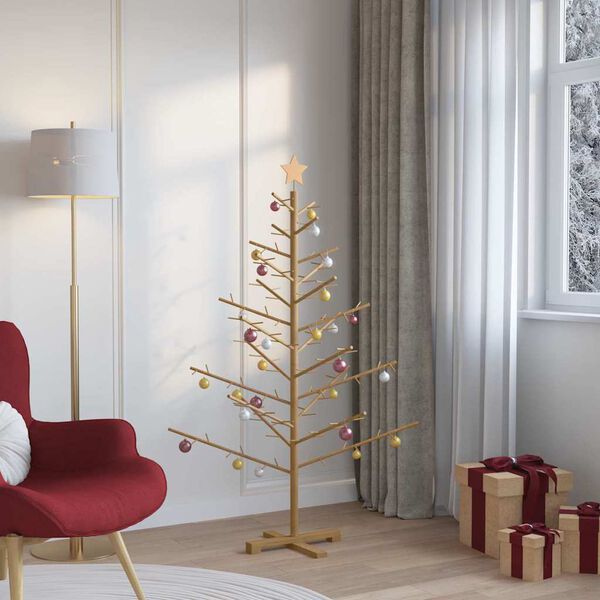 vidaXL Houten kerstboom met standaard Bruin 150 cm Massief grenenhout