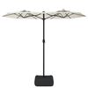 vidaXL Parasol dubbel dak met LED 316x145 cm zandwit