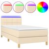 vidaXL Boxspring met matras en LED stof cr&egrave;mekleurig 90x190 cm