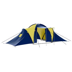 vidaXL Tent 9-persoons polyester blauw en geel