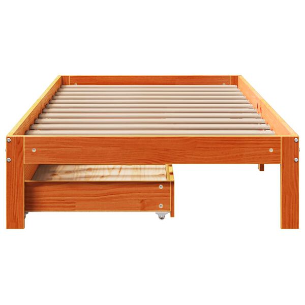 vidaXL Bedframe met lades massief grenenhout wasbruin 90x200 cm