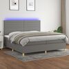 vidaXL Boxspring met matras en LED stof donkergrijs 200x200 cm