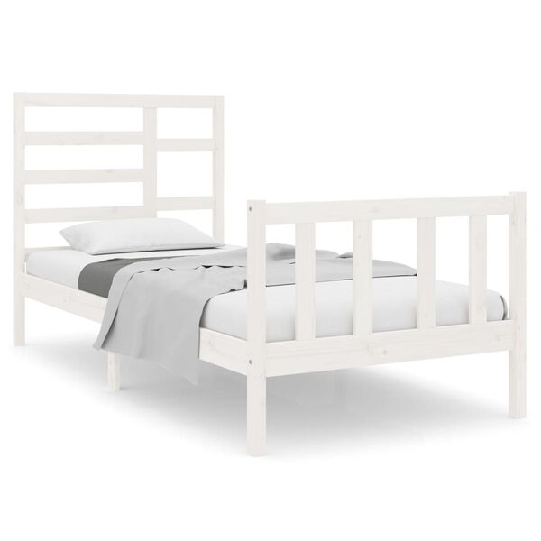vidaXL Bedframe massief hout wit 90x190 cm