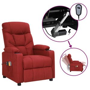 vidaXL Massagestoel elektrisch stof wijnrood