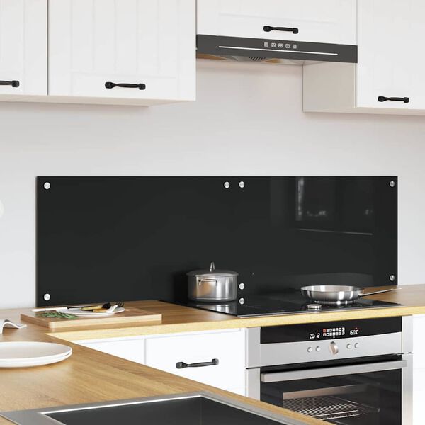 vidaXL Keuken Achterwand 2 pcs Zwart 70 x 40 cm gehard glas